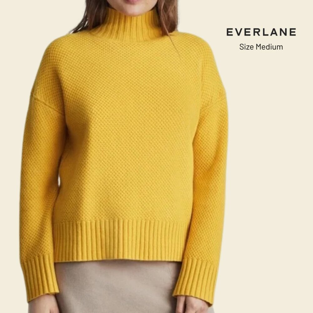 NWOT Everlane Recashmere 100% Cashmere Turtleneck Sweater Golden Yellow MEDIUM